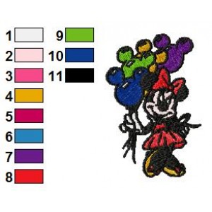 Minnie Mouse with Baloons Embroidery Design 02